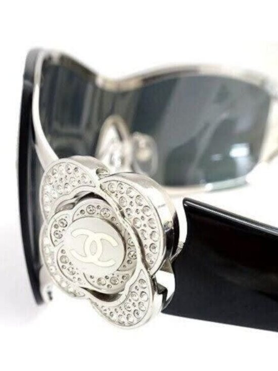 Chanel CC Logo Rhinestone Camellia Sunglasses Shield Gradient Swarovski Crystal main image 9